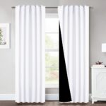 NICETOWN 100% Blackout Window Curtain Panels, Cold and Full Light Blocking Drapes with Black Liner for Nursery, 84 Inches Drop Thermal Insulated Draperies (Pure White, 2 Pieces,...