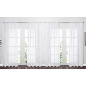 NICETOWN 4 Pieces Sheer White Curtains 84 - Window Treatment Rod Pocket Tulle Voile Drape/Panel Sets for Patio Door (4 Panels, W60 x L84)