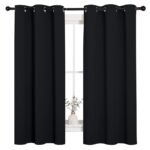 NICETOWN Halloween Pitch Black Solid Thermal Insulated Grommet Blackout Curtains/Drapes for Bedroom Window (2 Panels, 42 inches Wide by 63 inches Long, Black)