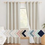 NICETOWN Natural 100% Blackout Linen Curtains 84 inch Long Burg for Living Room, 2 Panels, 52" Wide, Farmhouse Thick Completely Blackout Window Treatment Thermal Insulated Warm...