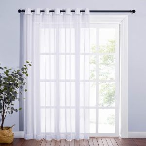 NICETOWN Patio Door Sheer Curtain - Vertical Voile Drape, Extra Wide Curtain Panel Window Treatment for Sliding Glass Door (White, 1 Piece, W100 x L84 inches)