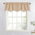 NICETOWN Thermal Room Darkening Valance - Short Curtain 52 inches by 18 inches Scalloped Valance for Living Room, Kids Room, Dorm, Nursery, Kitchen, Bow Window (Biscotti Beige,...