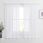 NICETOWN White Sheer Curtains 63 inch Length for Bedroom, Rod Pocket Translucent Voile Sheer Airy & Breathable Curtain Panels for Flat/Apartment, 2 Pieces, 60" W