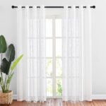 NICETOWN White Sheer Linen Curtains for Windows 84 inch Length, Grommet Top Semi Sheer Vertical Drapes Privacy with Light Filter for Bedroom/Living Room/Sliding Door, 52 inch...