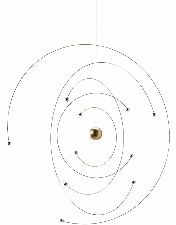 Niels Bohr Atom Model Hanging Mobile - 9 Inches - Steel - Handmade in Denmark by Flensted