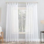 No. 918 Emily Sheer Voile Tab Top Curtain Panel, 59" x 95", White