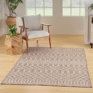 Nourison Positano Indoor/Outdoor Beige 4' x 6' Area Rug, Easy Cleaning, Non Shedding, Bed Room, Living Room, Dining Room, Deck, Backyard, Patio (4x6)