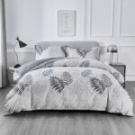 OAITE Duvet Cover Set,100% Cotton Comforter Cover with Leaf Pattern Duvet Cover Set,Soft Bedding Set Includes with 3 Piece (2 Pillow Shams,1 Duvet Cover)