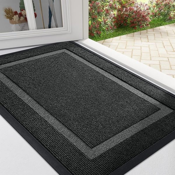 OLANLY Front Door Mat Indoor Outdoor Entrance, Waterproof All-Season, All-Weather Doormat, Sturdy Natural Rubber, Fade Resistant, Low Profile, Easy Clean Patio Porch Entryway...