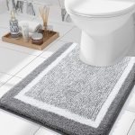 OLANLY Luxury Toilet Rugs U-Shaped 24x20, Extra Soft and Absorbent Microfiber Bathroom Rugs, Non-Slip Plush Toilet Bath Mat, Machine Wash Dry, Contour Bath Rugs for Toilet Base...