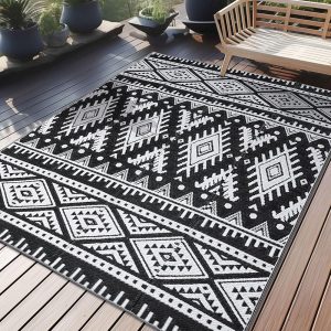 OLANLY Outdoor Rug Waterproof 5x8 ft, Reversible Outdoor Plastic Straw Rug, Boho Patio Rug, Indoor Outdoor Carpet, RV Mat Outside for Patio, Camp, Picnic, Balcony, Deck,...