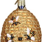 Old World Christmas Bee Collection Glass Blown Ornament for Christmas Tree, Bee Skep