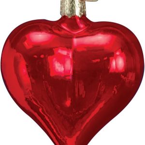 Old World Christmas Ornaments Large Shiny Red Heart Glass Blown Ornaments for Christmas Tree