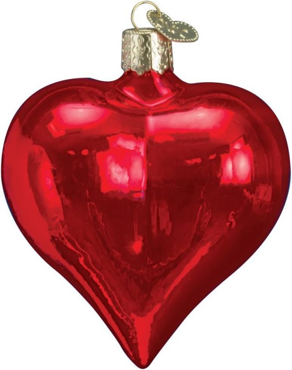 Old World Christmas Ornaments Large Shiny Red Heart Glass Blown Ornaments for Christmas Tree