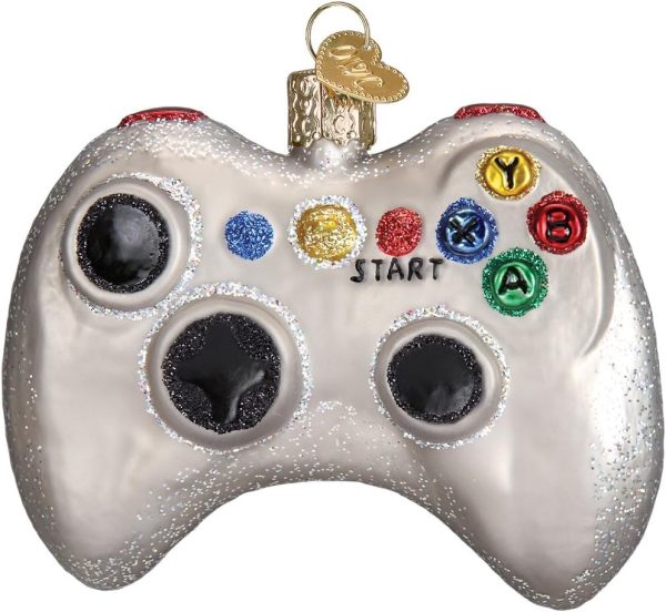 Old World Christmas Ornaments: Video Game Controller Glass Blown Ornaments for Christmas Tree (44094), Glitter Multi