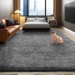 Ophanie Area Rugs for Bedroom Living Room, Grey Fluffy Fuzzy Shag Shaggy Carpet Soft Plush Furry Bedside Rug, Indoor Floor Rug for Kids Girls Boys Home Decor Aesthetic, Dorm...