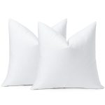 OTOSTAR Pack of 2 Down and Feather Throw Pillow Inserts, 18 x 18 Soft Fluffy Square Pillow Inserts with 100% Cotton Cover Decorative Pillows for Sofa Couch Bed-White