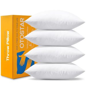 OTOSTAR Pack of 4 Throw Pillow Inserts, 18 x 18 Square Cushion Inner Soft Fluffy Plump Stuffer Cushion Pads White Decorative Pillow Inserts