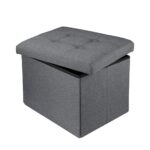 Ottoman Storage Ottoman Collapsible Ottoman with Storage Foot Rest Small Ottoman Foot Stools Grey L17W13H13inches