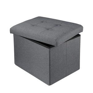 Ottoman Storage Ottoman Collapsible Ottoman with Storage Foot Rest Small Ottoman Foot Stools Grey L17W13H13inches