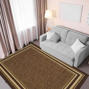 Ottomanson Bordered Brown Ottohome Collection Contemporary, Area Rug-3'3" x 5'