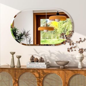 Oval Bathroom Mirror 22" x 38" Frameless Bathroom Mirrors for Over Sink Wall-Mounted Mirrors for Bedroom Living Room