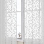 OWENIE Furman Sheer White Curtains 84 inches Long for Bedroom Living Room 2 Panels Set, White Curtains Jacquard Clip Light Filtering Semi Sheer Curtain Rod Pocket Window Drapes,...