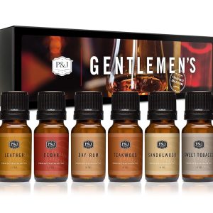 P&J Trading Fragrance Oil Gentlemen's Set | Leather, Sweet Tobacco, Teakwood, Bay Rum, Cedar, Sandalwood Candle Scents for Candle Making, Freshie Scents, Soap Making Supplies,...