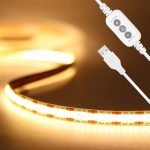 PAUTIX COB LED Strip Light 5V USB 6.56ft/2m 640LEDs 1200lm Dimmable LED Strip Light 3000K Warm White CRI85+ USB TV Backlight,Flexible Under Cabinet Tape Light for...