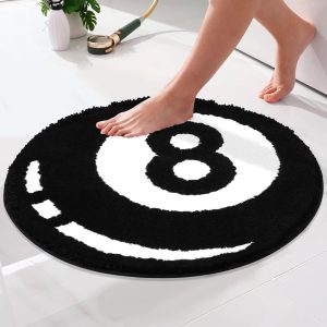 Percozzi 8 Ball Tufted Rug Billiards Bath Mat for Tub Cool Bedroom Aesthetic Bathroom Shower Absorbent Small Floor Carpet Minimalist Non Slip Trendy Bathmat Washable New Home...