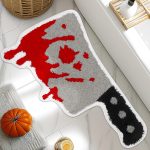 Percozzi Halloween Bath Mat Rug Bloody Knife Tufted Non-Slip Water Absorbent Bath Rug for Bathroom Shower Tub Kitchen Area Rug Halloween Holiday Decorations Supplies