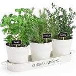 PERFNIQUE Indoor Herb Garden, Herb Garden Planter for Indoor/Outdoor, Farmhouse Plant Pots, Windowsill Herb Garden with Tray(Planter only) Window Pots