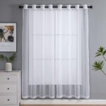 PI Sheer White Curtains 84 Inch Length, Solid Voile with Grommet Top for Living Room/Bedroom (W52 X L84 Inch, 2 Panels)…