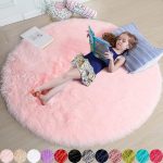 Pink Round Rug for Girls Bedroom,Fluffy Circle Rug 4'X4' for Kids Room,Furry Carpet for Teen Girls Room,Shaggy Circular Rug for Nursery Room,Fuzzy Plush Rug for Dorm,Cute Room...