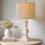 PoKat 20.5" Farmhouse Table Lamp, Vintage Bedside Lamps for Bedroom, Rustic Small End Table Lamps for Living Room, Traditional Nightstand Desk Lamps Distressed Washed White,...