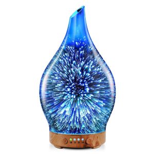 Porseme Oil Diffuser 3D Glass Aromatherapy Ultrasonic Humidifier, Air Refresh Auto Shut-Off, Timer Setting, BPA Free for Home Hotel Yoga Leisure SPA Gift 100ml Last 4H