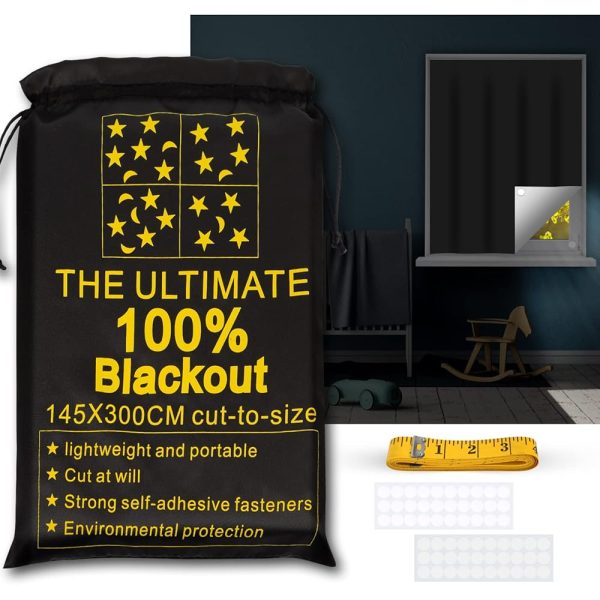 Portable Blackout Shades (118" x 57") 100% Blackout Material Temporary Blackout Blinds / Curtains for Baby Nursery, Bedroom, Window, Dorm Room, Office or Travel Use