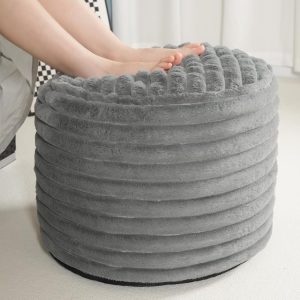 Pouf Ottoman Stuffed Round for Foot Rest, Faux Fur Poufs with Foam Chunk Filling, Storage Ottoman Pouf Foot Stool Cushion, 20 X 15 Inch Floor Chair for Living Room Bedroom Home...