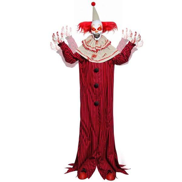 Presence 72" Halloween Decorations Outdoor - Standing Animatronic Clown with Red Light Up Eyes, Motion and Sound Activated Moving Arms and Head, Scary Clown Halloween Yard Patio...