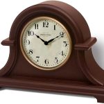 Presentime & Co. Vintage Farmhouse Mantel Clock Series, Napoleon Desk & Shelf Clock, 13 x 10 inch, Domed Lens, Quartz Movement, Walnut Brown Finish (Home Decoration/Tabletop...