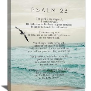 Psalm 23 Wall Art Psalm 23 Canvas Wall Decor Scripture Bible Verse Prints Painting Christian Religous Framed Artwork for Bedroom Living Room Church 12"x16"