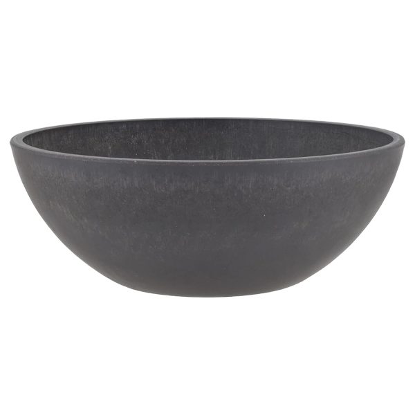 PSW Pot M25DC Collection Shallow Garden Bowl Low Planter for Succulents, Bonsai, Fairy Gardens, Herbs, 10-inch, Dark Charcoal