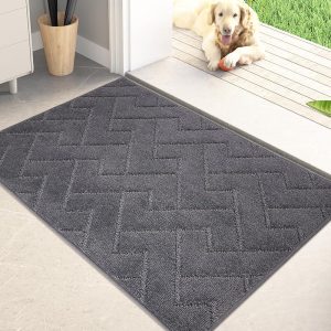 PURRUGS Absorbent Non-Slip Machine Washable Entry Rug and Mat, Shoes Scraper and Dog Mat, Super Absorbent Welcome Mat for Front and Back Doors, Muddy Wet Shoes and Paws