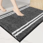 PURRUGS Non-Slip Bathroom Rug 20" x 30" - Super Absorbent & Quick Dry Shaggy Microfiber Bath Mat, Machine Washable Plush Throw Rug for Bathtub, Shower and Sink, Charcoal