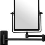 QiMH 3X Magnified Wall Mounted Mirror, Rectangular 8x6 Inch with Extendable Arm | Polished Chrome Finish Double-Sided Swivel Mirror