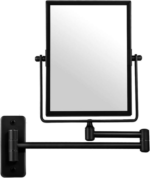 QiMH 3X Magnified Wall Mounted Mirror, Rectangular 8x6 Inch with Extendable Arm | Polished Chrome Finish Double-Sided Swivel Mirror