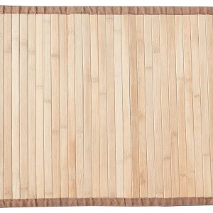 Queensell Bamboo Rug – Bamboo Bathroom Accessories Area Rug – Bamboo Bath Mat – Bathroom Rugs – Bamboo Runner Small Rug 17" x 24" Light Brown