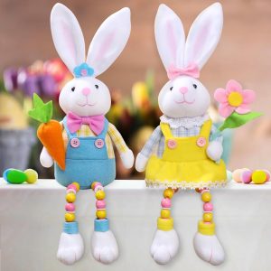 quescu 2pcs Easter Gnomes Decorations,Easter Bunny Gnomes Plush for The Home,Rabbit Gnomes Stuffed Doll Gifts for Tiered Tray Party Decor Home Table Decorations