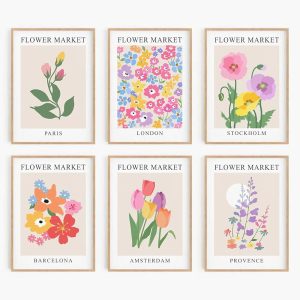 RBPRIDE Flower Market Poster Set of 6, 8x10 Inch Matisse Poster Flower Market Canvas Art Prints UNFRAMED, Abstract Floral Wall Art Modern Abstract Wall Art for Living Room Décor...