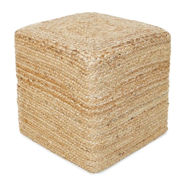 REDEARTH Cube Pouf Foot Stool Ottoman - Jute Braided Pouffe Poof Accent Sitting Footrest for The Living Room, Bedroom, Nursery, Patio, Lounge & Other Rooms in The Home...